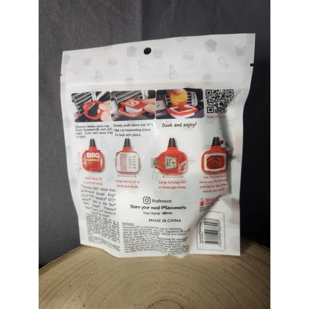 Saucemoto Dip Clip In-Car Sauce Holder For Ketchup Dipping Sauces New In Package